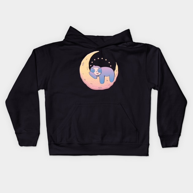 Sloth On Moon Sloth On The Moon Kids Hoodie by BK55